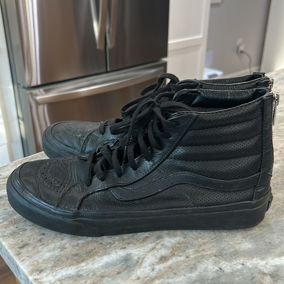 VANS LEATHER ZIP-UP SK8-HI Black zip up and tie women’s 8.5 or men’s 7.0 skate - Picture 4 of 16